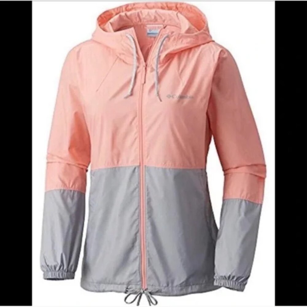 Columbia Flash Forward Coral Peach Gray Windbreaker Jacket Full Zip XL Spring - Picture 3 of 16